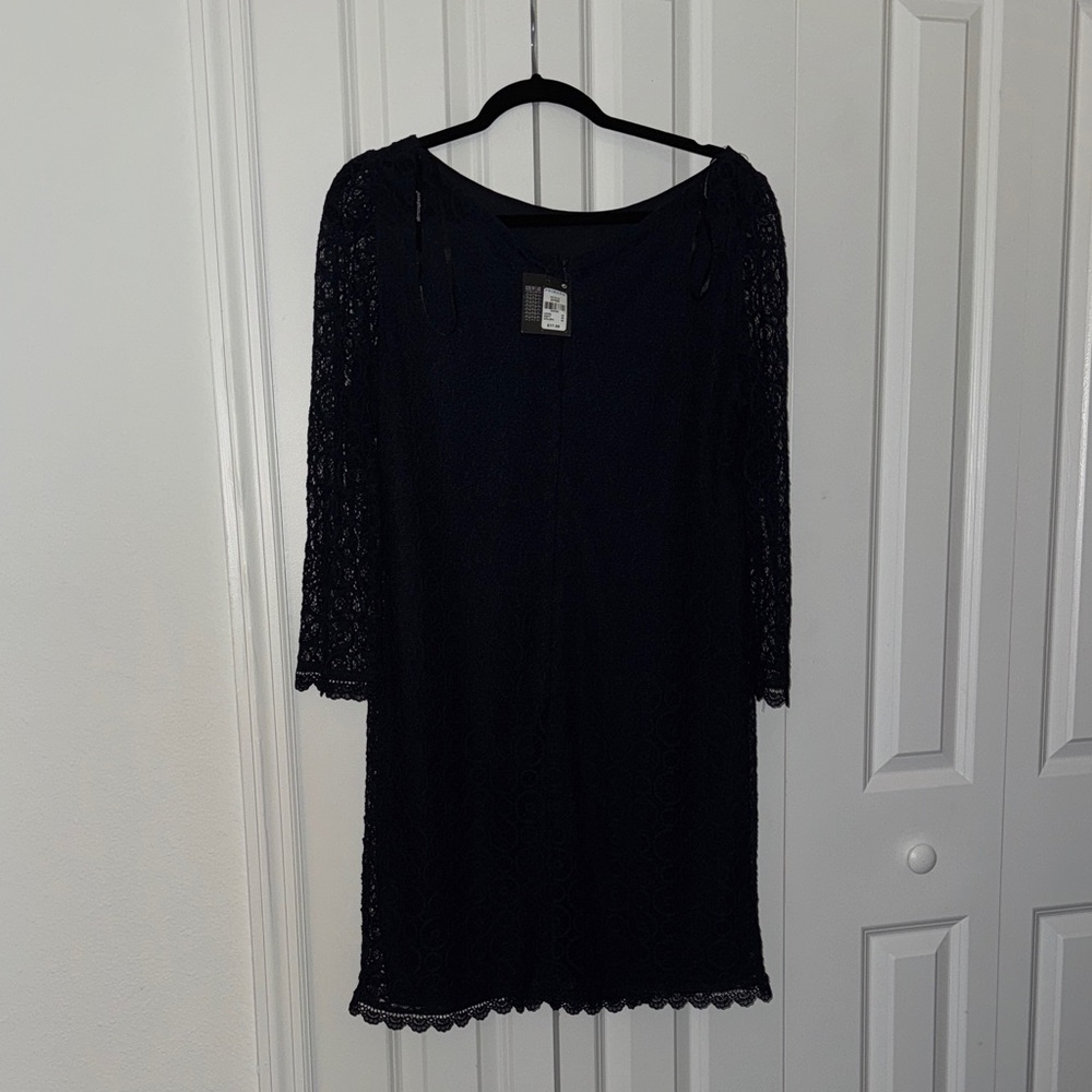 Primark Navy Lace Long Sleeve Dress